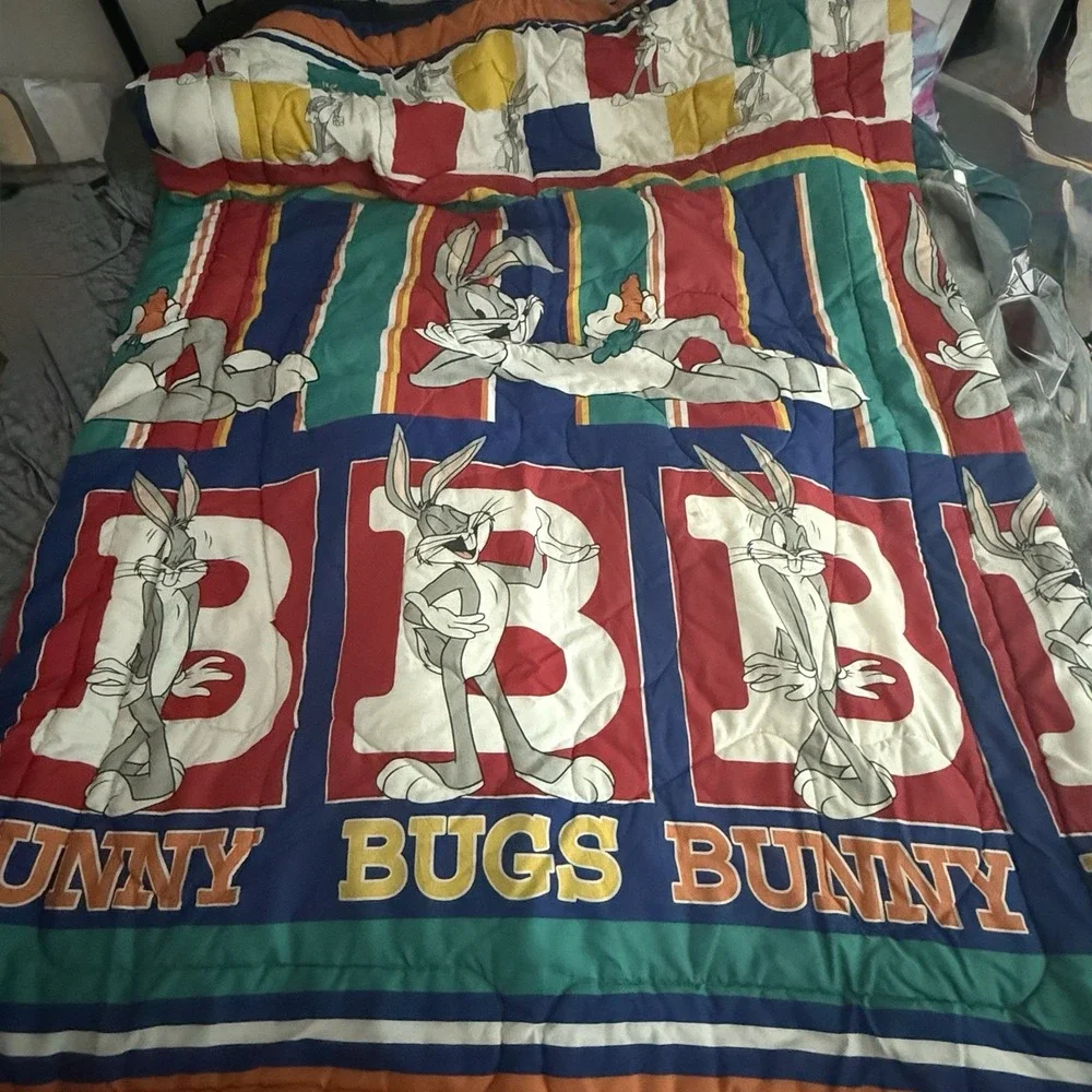 5 Piece Bugs Bunny Twin Bedding Set Colorblock‎ Vintage 1997 With Comforter